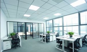 Open-plan sourcing office with glass partitions