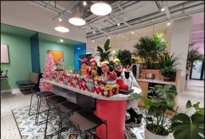 Right Suntone team celebrating at the office lounge